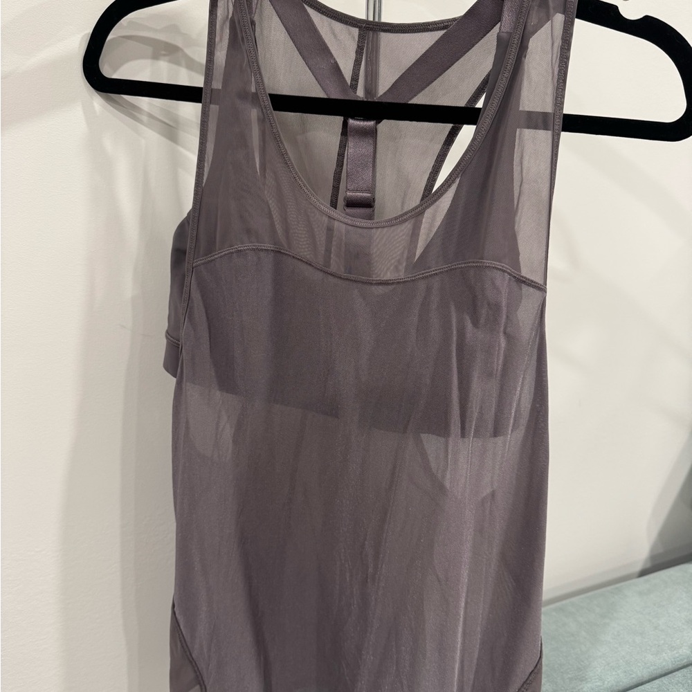 Lulu lemon 2 piece sheer gray tank top and sports bra
